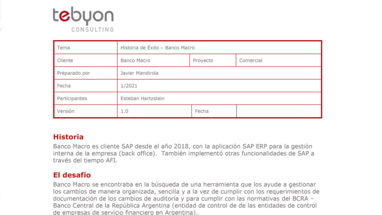 Banco Macro – Gestión de Cambios con ChaRM